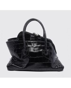 The Attico La Passeggiata Croc-Effect Calfskin Mini Handbag - Black