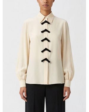 Valentino Silk Shirt With Bows - Natural