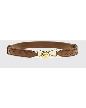 Bottega Veneta Smooth Leather Belt With Metal Buckle - White
