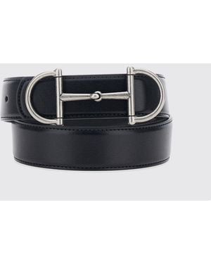 Gucci Horsebit Smooth Calfskin Belt With Interlocking Closure - Black