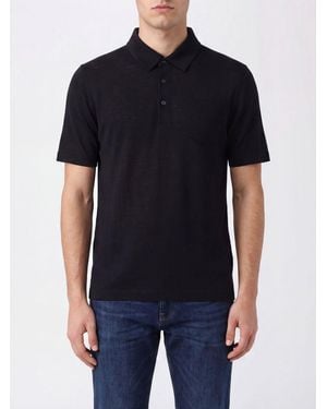 Herno Short-Sleeve Cotton Polo Shirt With Three-Button Placket - Black
