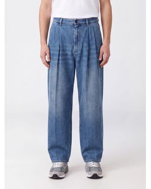 Marni Vaqueros De Pernera Ancha En Denim Con Pinzas Y Talle Medio - Azul