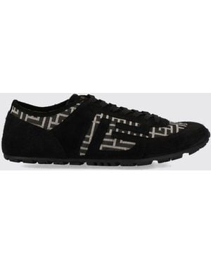 Balmain Pb Monogram Leather And Suede Low-Top Trainers - White