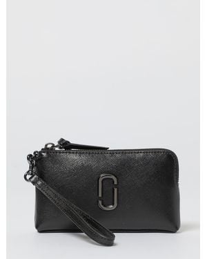 Marc Jacobs The Snapshot Wristlet Saffianleder-Clutch - Schwarz