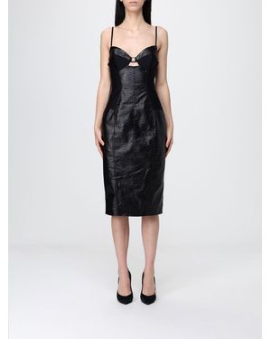 Elisabetta Franchi Faux Leather Midi Dress - Black