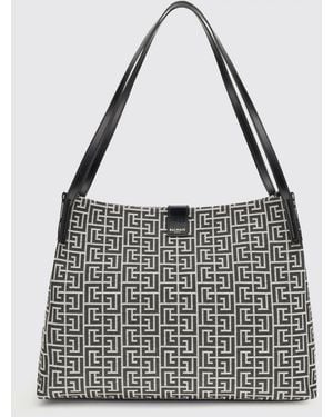 Balmain Release Jacquard And Calfskin Bag - Black