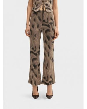 MACCAPANI Pantalones Proper Acampanados De Mezcla De Algodón Estampada - Neutro