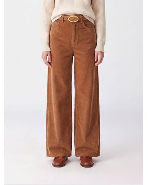 Twinset Wide-Leg Corduroy Pants With A Five-Pocket Design - Brown