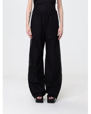 MSGM Cotton Pants With Lace Trims - Black