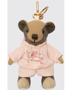 Burberry Thomas Bear Pure Cashmere Keychain With Engraved Ekd Logo - Pink