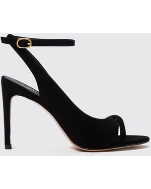 Twinset Suede Sandals With Ankle Strap And Stiletto Heel - Black