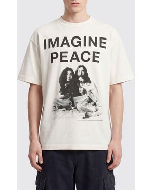 SAINT Mxxxxxx Slogan And Graphic Print Cotton T-Shirt With Crew Neck - Natural