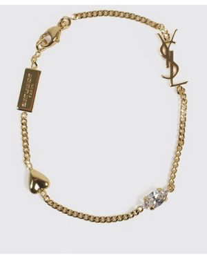 Saint Laurent Cassandre Heart Charm Bracelet - Natural
