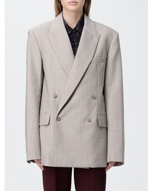 Frankie Shop Double-Breasted Oversized Virgin Wool Blend Blazer - Gray