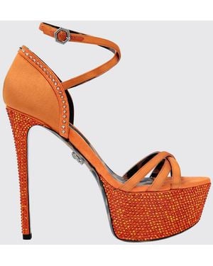 Philipp Plein Plateau-Sandalen Aus Satin Und Kristall Mit Stiletto-Absatz - Pink