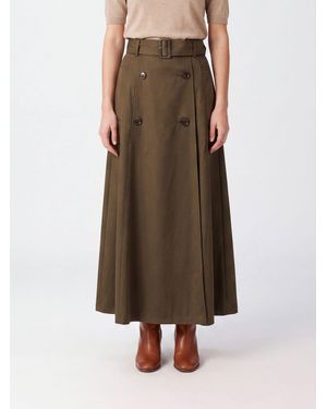 Burberry High-Waisted Cotton Wrap Maxi Skirt With Belt - Brown