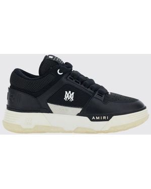 Amiri Ma-1 Leather And Mesh Trainers With Monogram And Padded Ankle - Blue