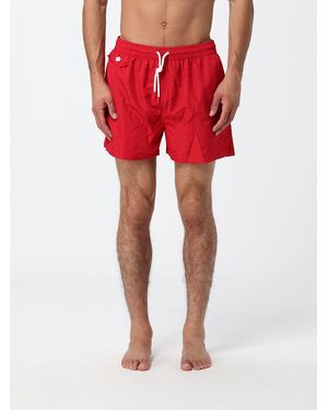 Kiton Polyester Swim Shorts With Elasticated Waist - Red