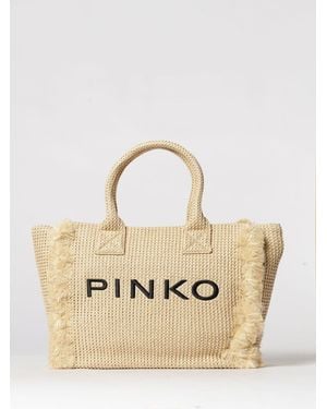 Pinko Beach Crocheted Raffia Bag - Natural