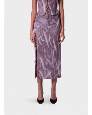 MACCAPANI Glitter Cotton Blend Pencil Skirt - Purple