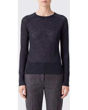 JOSEPH Pull Slim Fit À Col Rond En 100% Cachemire Avec Bords Côtelés - Bleu