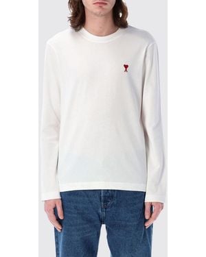 Ami Paris Cotton T-Shirt With Mini Logo - White