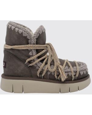 Mou Eskimo Bounce Ankle Boots Von Aus Veloursleder Mit Kontrastnähten - Grau