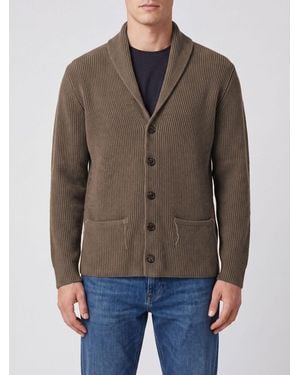 Ballantyne V-Ausschnitt Cardigan Aus Reiner Wolle Mit Knopfleiste - Braun