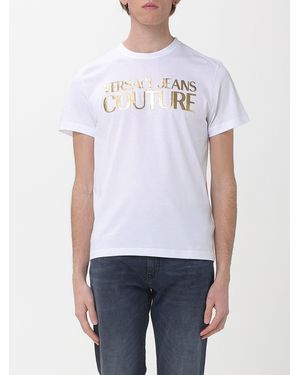 Versace Jeans Couture Cotton T-Shirt With Laminated Logo - White