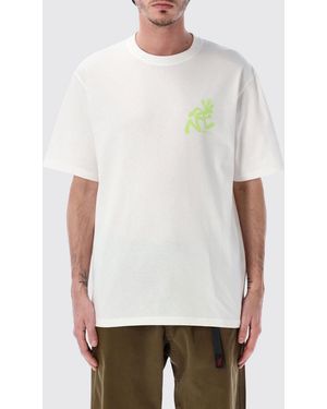 Gramicci Cotton T-Shirt With Logo Print And Dropped Shoulder Design - White