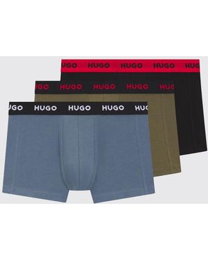 HUGO Set Of 3 Stretch Cotton Boxer Shorts - Blue