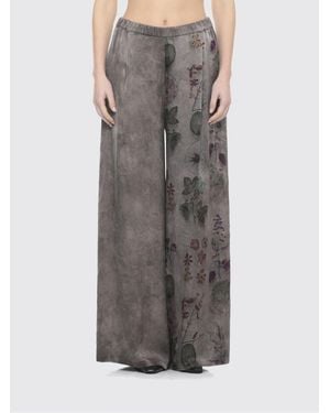 Avant Toi Cupro Wide-Leg Trousers With Floral Print - Grey