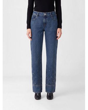 7 For All Mankind Straight Denim Jeans With Studs - Blue