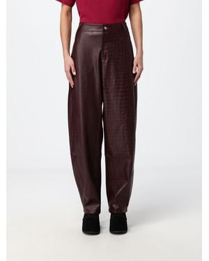 DISCLAIMER High-Waisted Baggy Wide Leg Trousers - Red