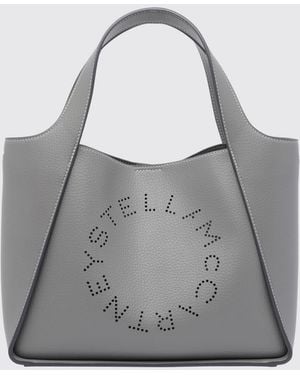 Stella McCartney Bolso De Mano De Piel Sintética Con Logo Perforado Y Neceser - Gris