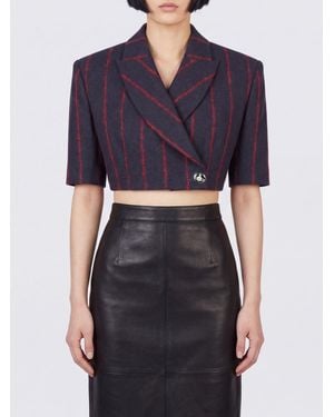 Vivienne Westwood Cropped Double-Breasted Virgin Wool Blazer With Short Sleeves - Black