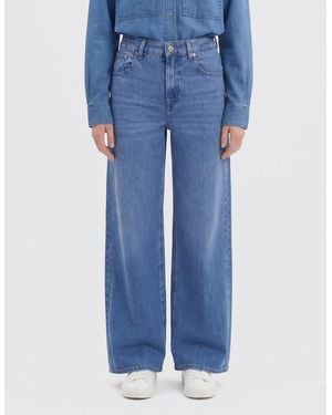 7 For All Mankind Wide Leg Denim Trousers - Blue