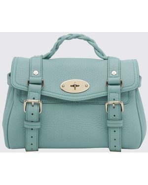 Mulberry Mini Alexa Hammered Leather Handbag With Braided Handle - Blue