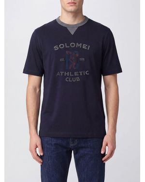 Brunello Cucinelli Cotton T-Shirt With Front Graphic Print - Blue
