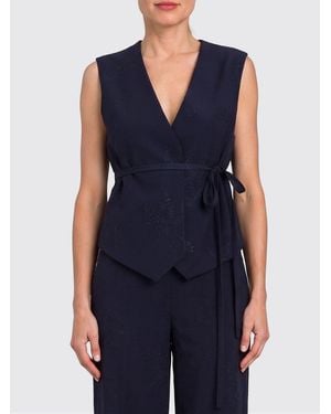 Twinset Embroidered Viscose Blend Vest - Blue