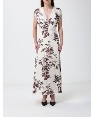 Liu Jo Satin Midi Dress With Floral Print - White