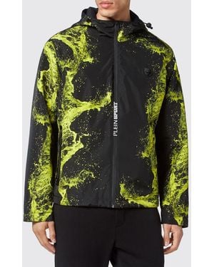 Philipp Plein Coupe-Vent À Capuche Avec Imprimé Abstrait All-Over - Vert