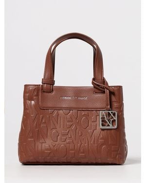 ARMANI EXCHANGE Borsa A Mano Shopper Mini Logata - Marrone