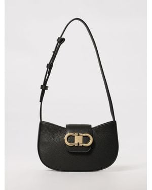 Ferragamo Gabry Mini Hammered Leather Bag - White