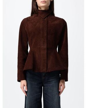 Alaïa Chaqueta Corta Slim Fit De Ante Con Cuello Alto - Rojo