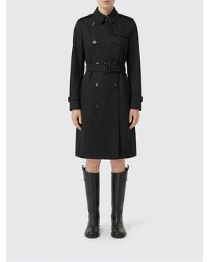 Burberry Double Breasted Cotton Trench Coat - Black