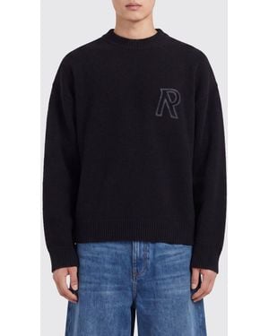 Represent Crewneck Alpaca Wool-Blend Jumper With Jacquard Logo And Dropped Shoulders - Blue