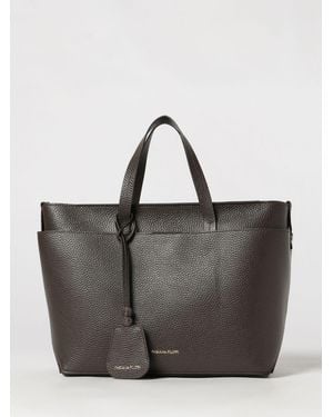 Fabiana Filippi Large Full-Grain Leather Tote Bag With Double Handle - Grey