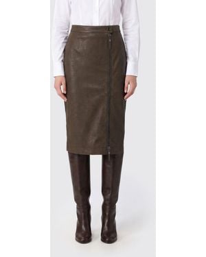 Pinko Falda Lápiz Midi De Talle Alto En Mezcla De Viscosa Con Cremallera Descentrada - Multicolor