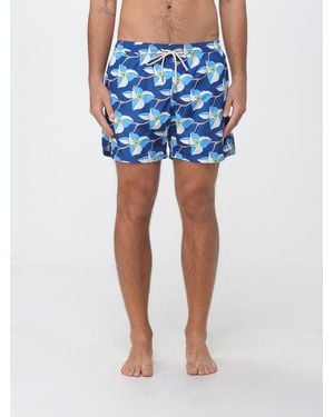 NOM Floral Print Polyester Swim Shorts With Drawstring Waist - Blue